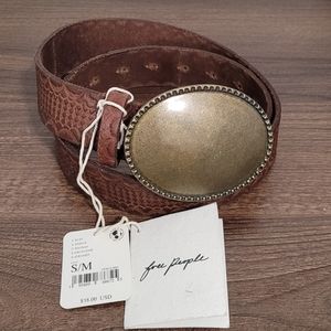 NWT Free People women leather belt western S/M cowgirl brown. Duke Concho